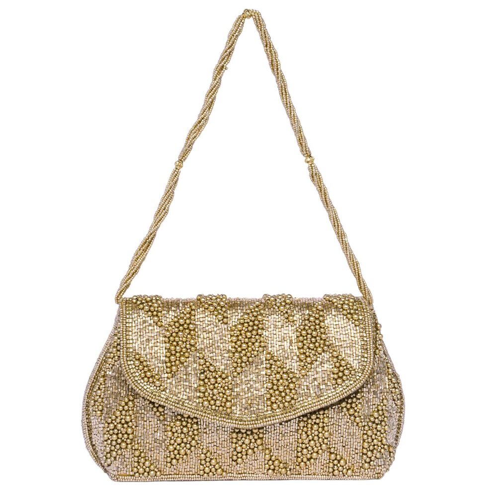 9150 Golden Clutch Purses Handmade Evening Sling Handbag Stylish Bridal - Picture 7 of 9